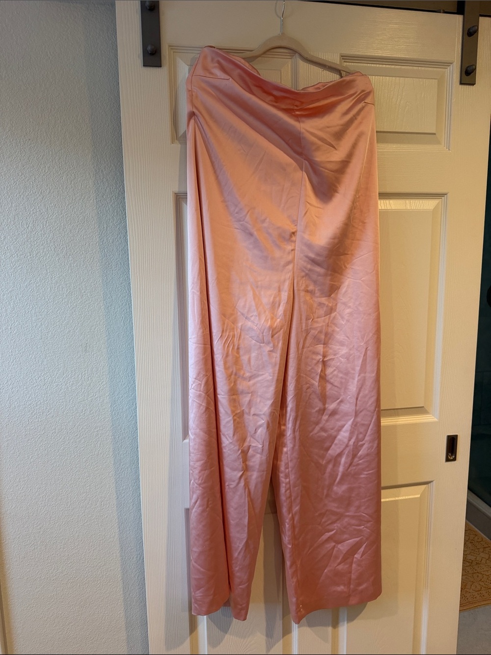 Zara Blush Satin Wide-Leg Pants